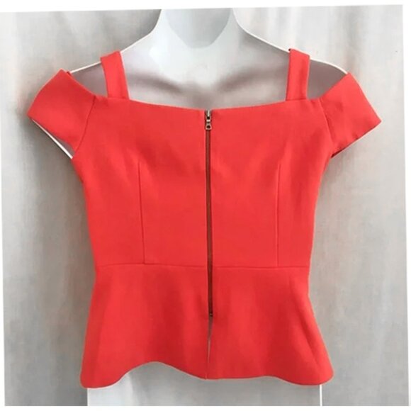 BCBGMaxAzria Off Shoulder Peplum Top Red Size Medium - Picture 5 of 10